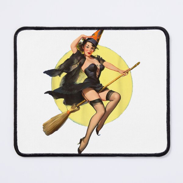 Item preview, Vintage Pin up Witch Halloween Pinup Girl Funny Ilustration designed and sold by DemerathQuartz.