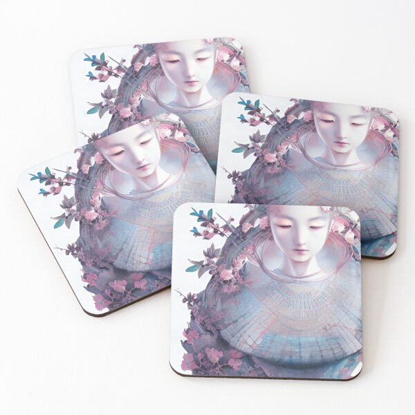 Item preview, Original Chinese Concept Art Digital Illustration Fantasy Portrait Asian Beauty Abstract Mystical Authentic Korean Japanese Traditional Ink Painting Face Mask Hanya Tattoo Character Design designed and sold by S Y N T H R E A L M.