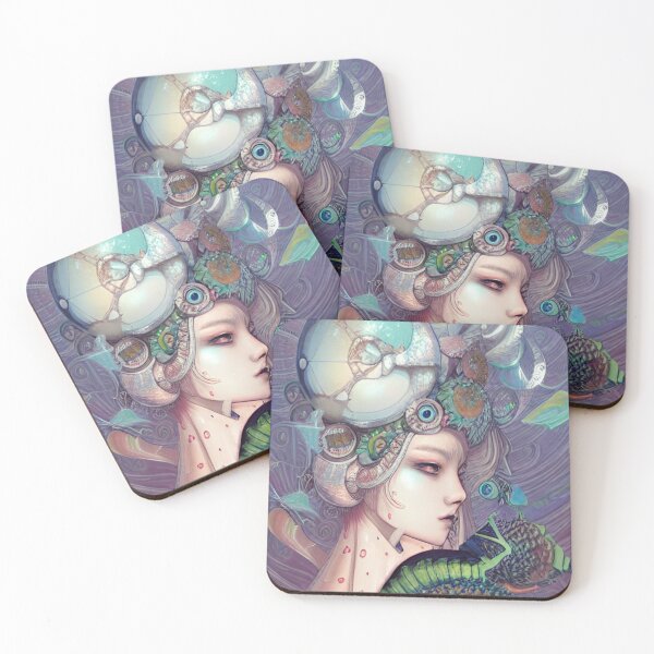 Item preview, Original Chinese Concept Art Digital Illustration Fantasy Portrait Asian Beauty Abstract Mystical Authentic Korean Japanese Traditional Ink Painting Face Mask Hanya Tattoo Character Design designed and sold by S Y N T H R E A L M.