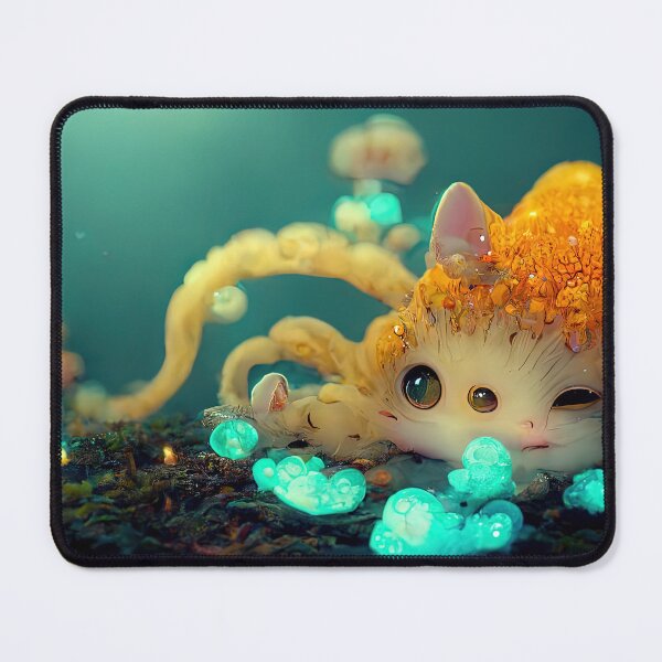 Item preview, Aquatic Bioluminescent Cat Lounging in Seaweed designed and sold by Jacob Montanez.