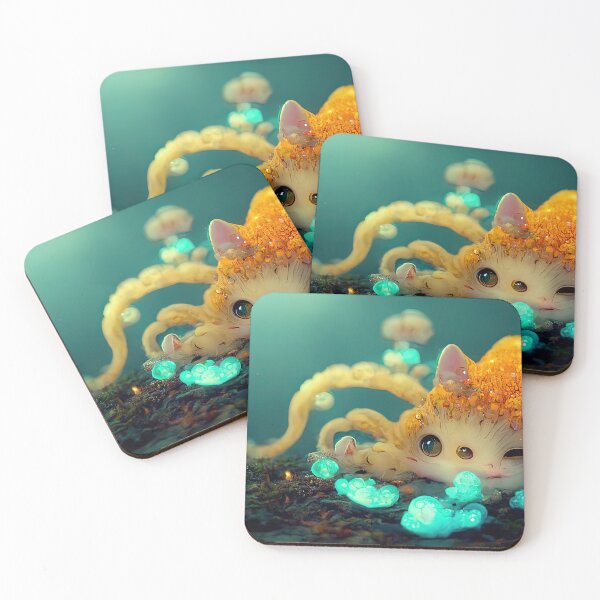 Item preview, Aquatic Bioluminescent Cat Lounging in Seaweed designed and sold by Jacob Montanez.