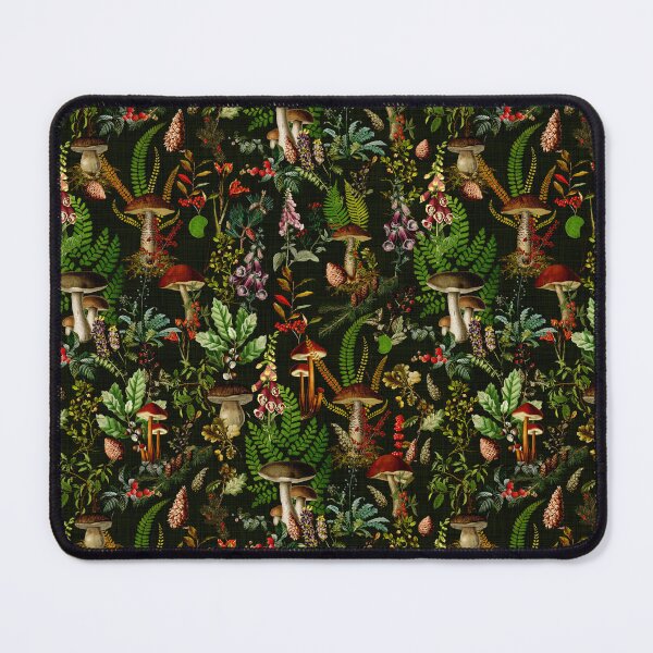 Item preview, Vintage Mushrooms Forest Botanical Pattern - Black Botanical Night Garden Nightgarden designed and sold by UtArt.