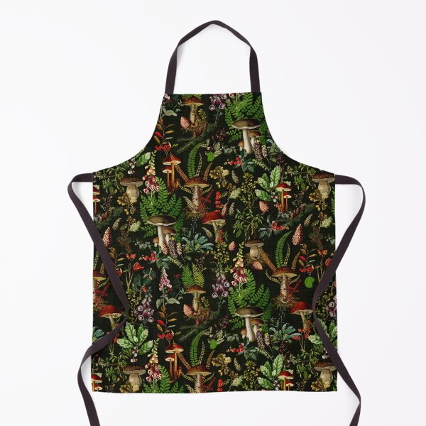 Item preview, Vintage Mushrooms Forest Botanical Pattern - Black Botanical Night Garden Nightgarden designed and sold by UtArt.
