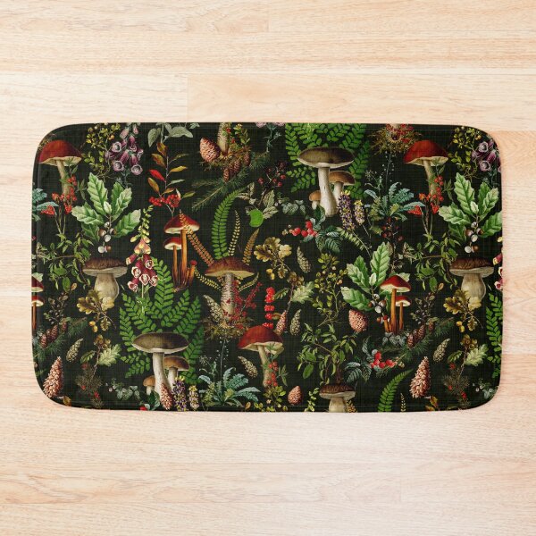 Item preview, Vintage Mushrooms Forest Botanical Pattern - Black Botanical Night Garden Nightgarden designed and sold by UtArt.