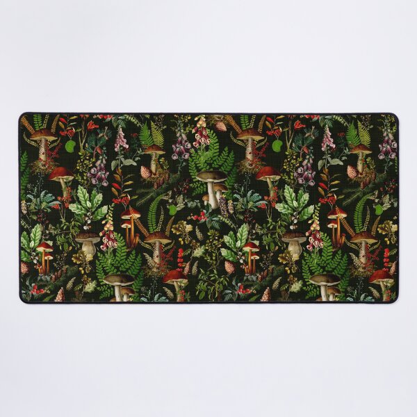 Item preview, Vintage Mushrooms Forest Botanical Pattern - Black Botanical Night Garden Nightgarden designed and sold by UtArt.