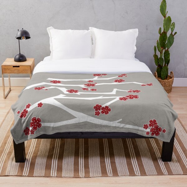 Item preview, Chinese 'Ai' (Love) Calligraphy With Red Cherry Blossoms On White Branches | Japanese Sakura Kanji © fatfatin  designed and sold by fatfatin.