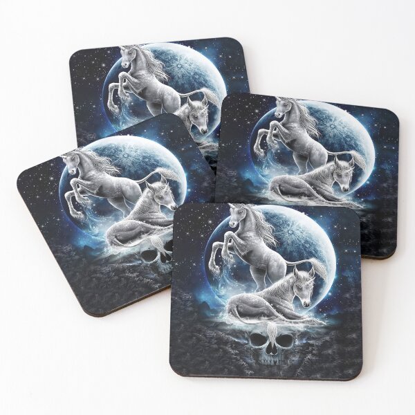 Item preview, Unicorn Skull On The Moon Glittering Galaxy designed and sold by HildegardBusch.