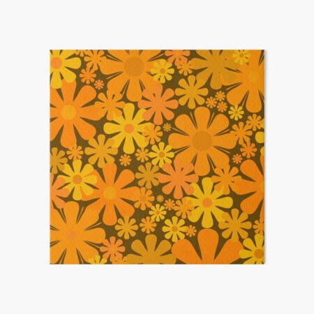 Retro 60s 70s Aesthetic Floral Pattern in 1970s Brown Orange Yellow White  Art Board Print for Sale by kierkegaard