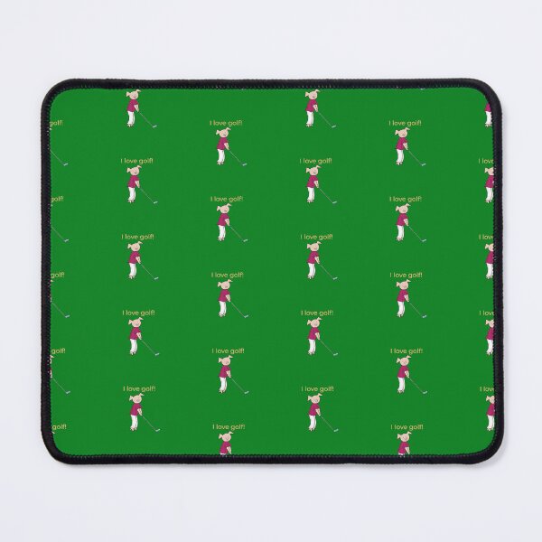 Item preview, I love golf! Left handed pig golf player, green, gold. Golfer designed and sold by PiggingJapan.