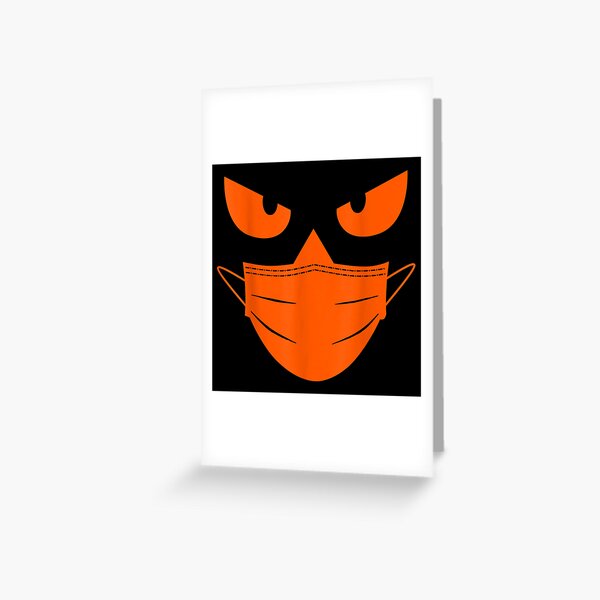 "Funny Halloween Mask Wearing Pumpkin Jack O Lantern Face" Greeting