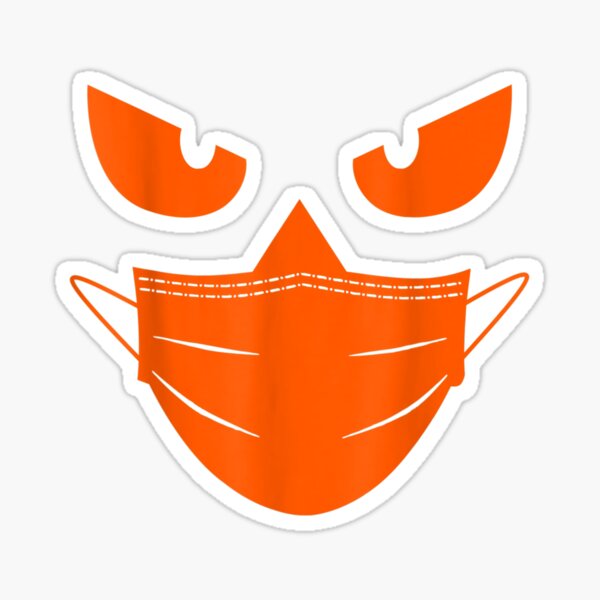 "Funny Halloween Mask Wearing Pumpkin Jack O Lantern Face" Sticker for