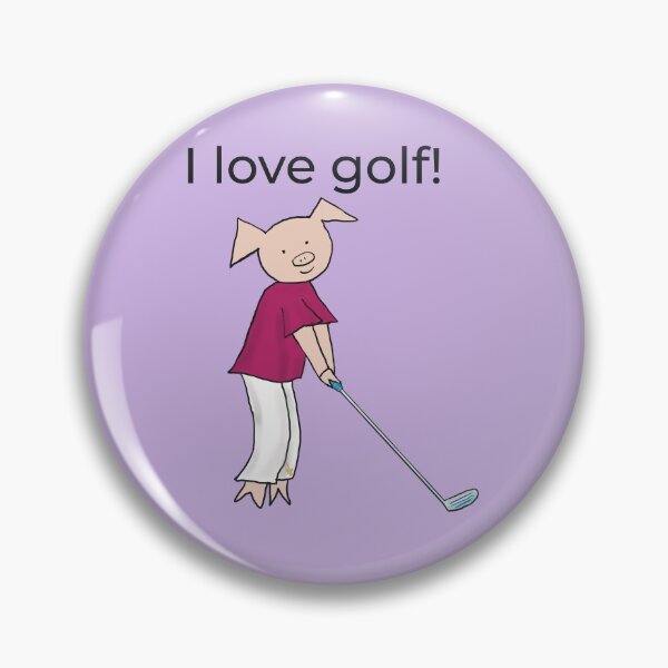 Item preview, I love golf! Left handed pig golf player, purple. Golfer designed and sold by PiggingJapan.