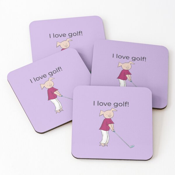 Item preview, I love golf! Left handed pig golf player, purple. Golfer designed and sold by PiggingJapan.