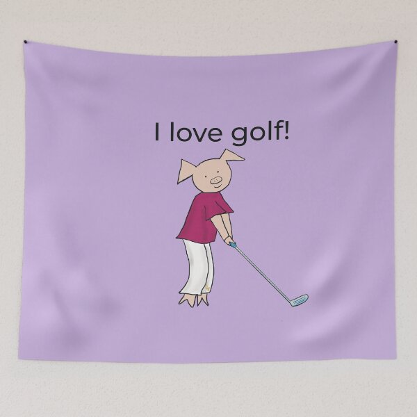Item preview, I love golf! Left handed pig golf player, purple. Golfer designed and sold by PiggingJapan.