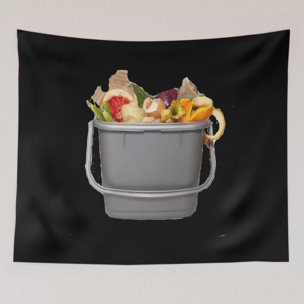 Item preview, Fruits and egg peels on trash bin designed and sold by ANDRESJOHN.