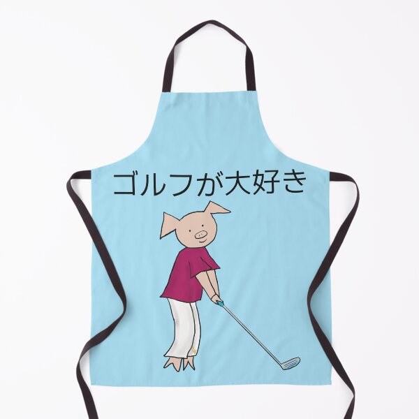 Item preview, I love golf! Left handed pig golf player, Japanese writing, blue. Golfer designed and sold by PiggingJapan.