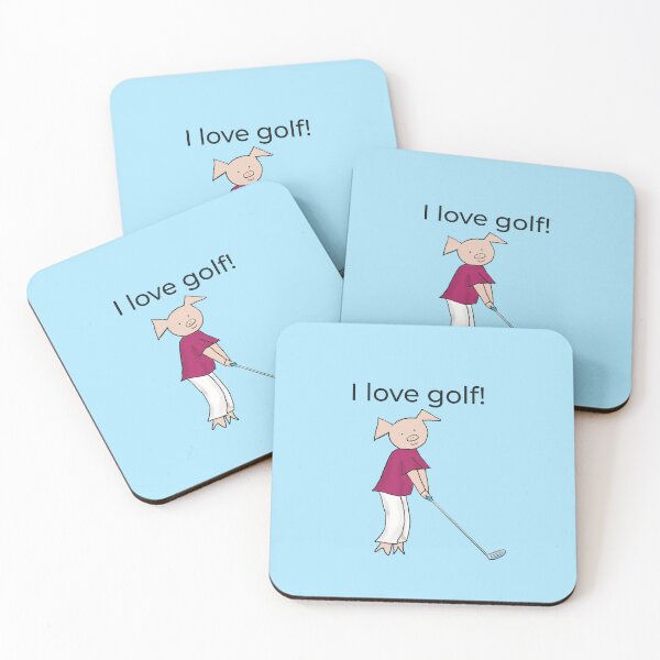 Item preview, I love golf! Left handed pig golf player, blue. Golfer designed and sold by PiggingJapan.