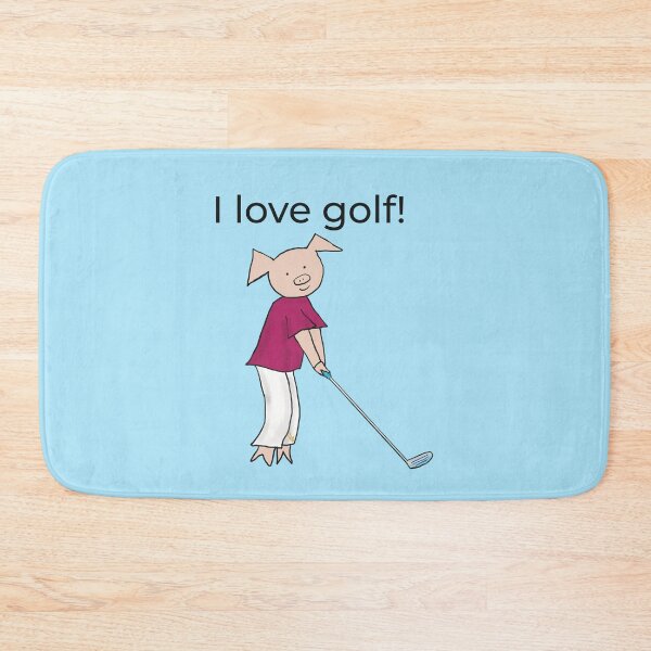 Item preview, I love golf! Left handed pig golf player, blue. Golfer designed and sold by PiggingJapan.