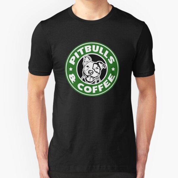 Pitbull and Coffee funny parody saying shirt Slim Fit T-Shirt