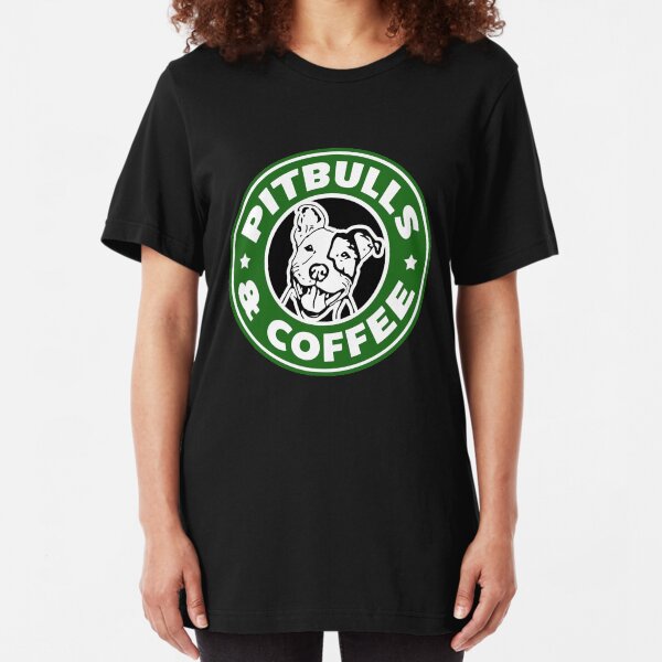 Pitbull and Coffee funny parody saying shirt Slim Fit T-Shirt