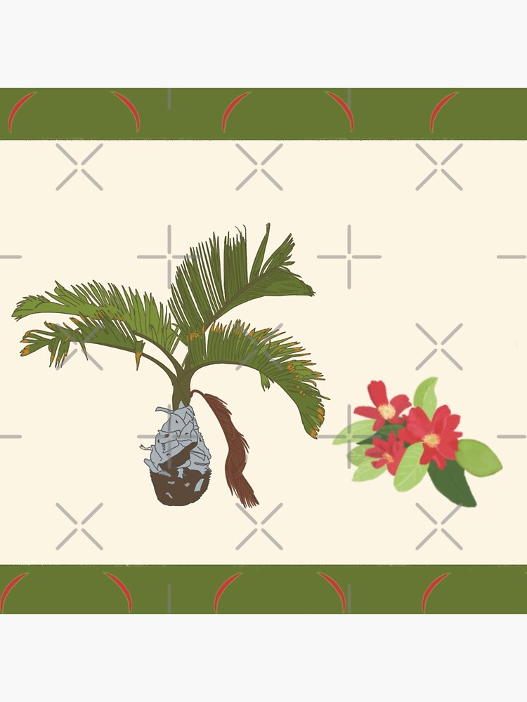 Imagen 2 de 2, Bolsa de tela con la obra Palmera enana con florecilla dominicana, diseñada y vendida por LilyHofmann.