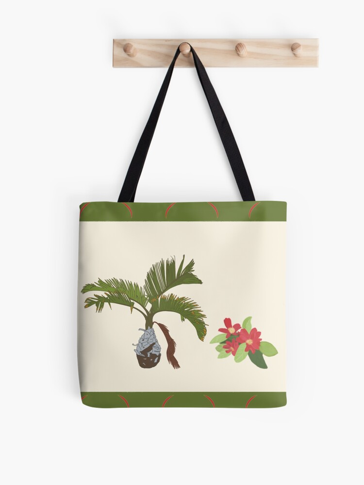 Imagen 1 de 2, Bolsa de tela con la obra Palmera enana con florecilla dominicana, diseñada y vendida por LilyHofmann.