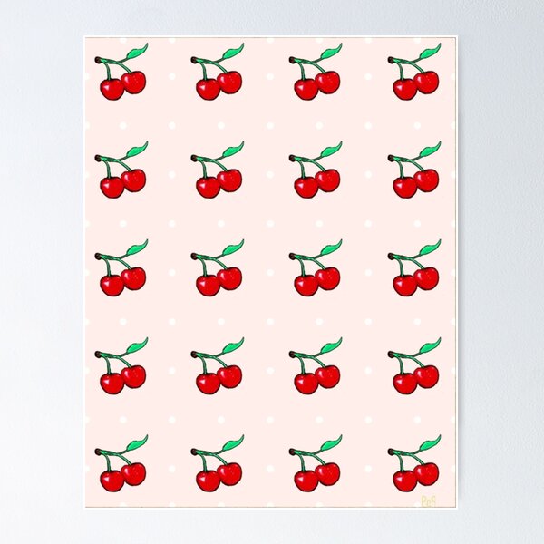 Item preview, Vintage 1950s Red Cherries and Polka Dots Repeating Pattern designed and sold by Nicolette Olivier.