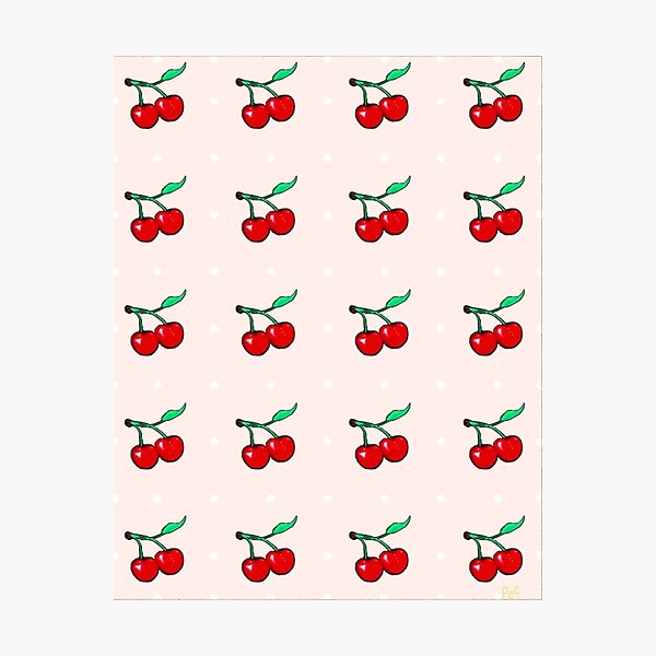 Item preview, Vintage 1950s Red Cherries and Polka Dots Repeating Pattern designed and sold by Nicolette Olivier.