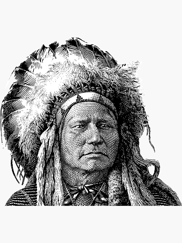 "Chief Running Antelope Native American History Sticker" Sticker for