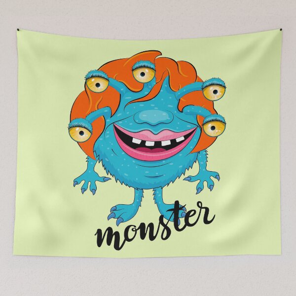 Item preview, Many-eyed  smiling    monster with red hair. designed and sold by Skaska.