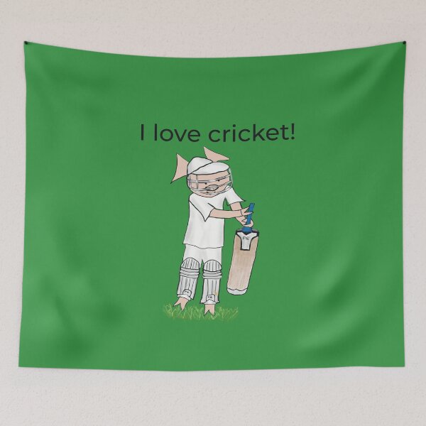 Item preview, I love cricket! Left handed pig cricket player, batter, green. Cricket designed and sold by PiggingJapan.