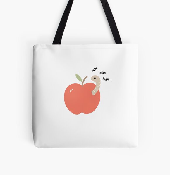 Apple & Worm - nom nom nom … All Over Print Tote Bag
