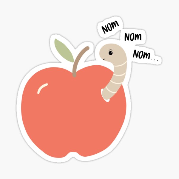Apple & Worm - nom nom nom … Sticker