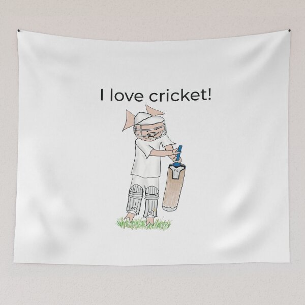 Item preview, I love cricket! Left handed pig cricket player, batter, white. Cricket designed and sold by PiggingJapan.