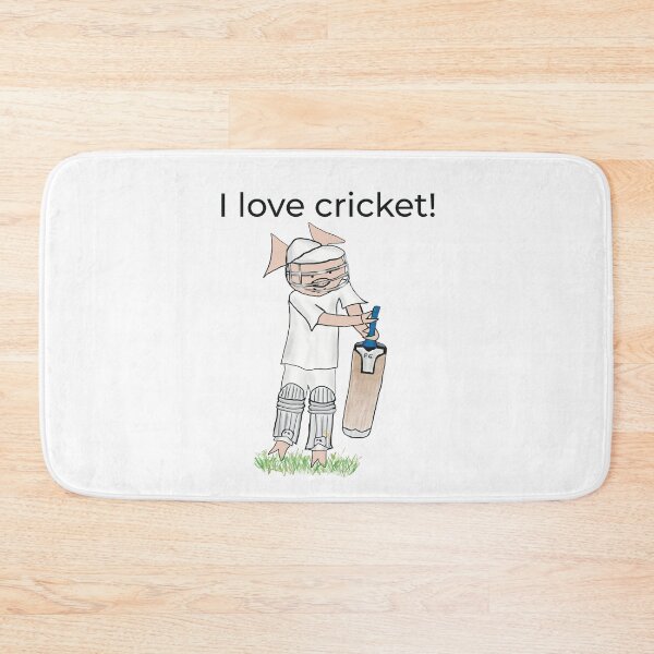 Item preview, I love cricket! Left handed pig cricket player, batter, white. Cricket designed and sold by PiggingJapan.
