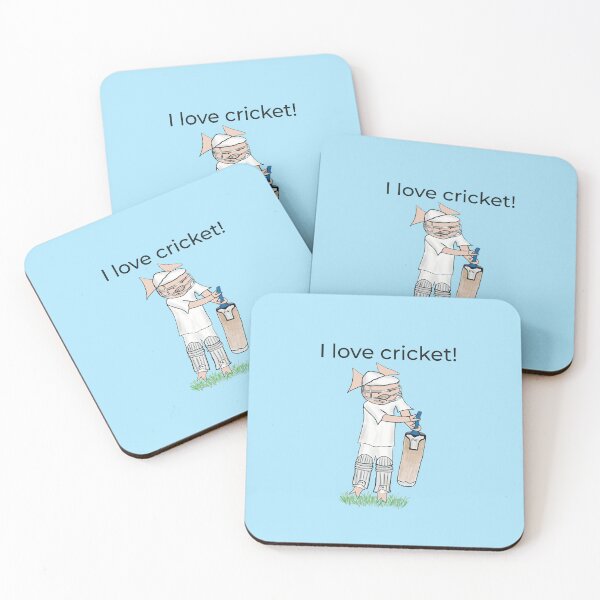 Item preview, I love cricket! Left handed pig cricket player, batter, blue. Cricket designed and sold by PiggingJapan.