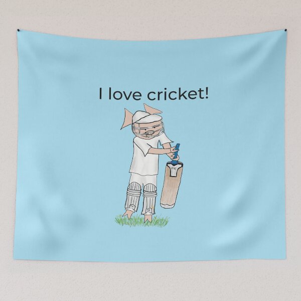 Item preview, I love cricket! Left handed pig cricket player, batter, blue. Cricket designed and sold by PiggingJapan.