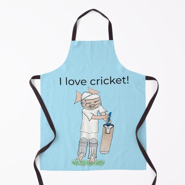 Item preview, I love cricket! Left handed pig cricket player, batter, blue. Cricket designed and sold by PiggingJapan.