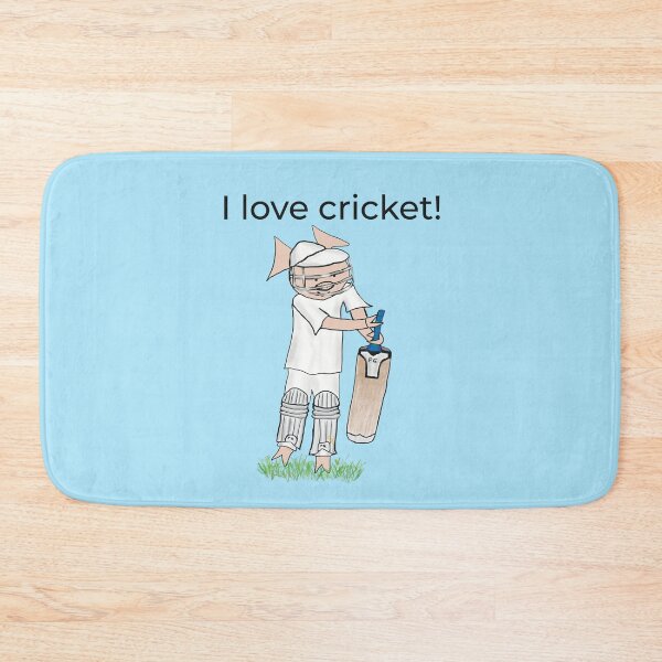 Item preview, I love cricket! Left handed pig cricket player, batter, blue. Cricket designed and sold by PiggingJapan.