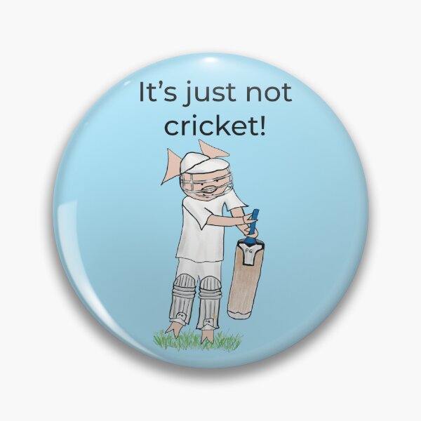Item preview, ¡Simplemente no es cricket! Jugador de cricket de cerdo zurdo, bateador, azul. Grillo designed and sold by PiggingJapan.