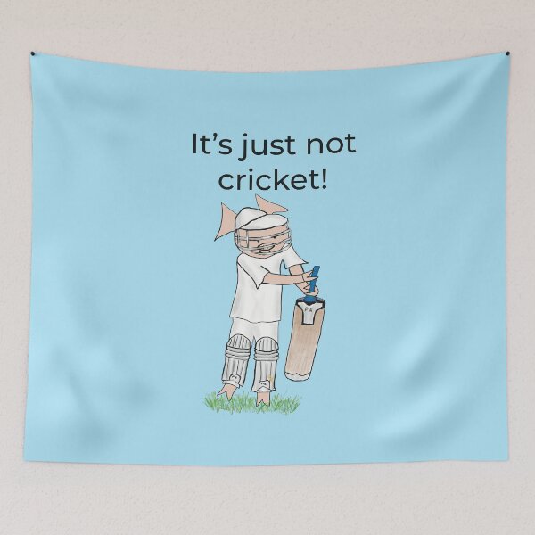 Item preview, It's just not cricket! Left handed pig cricket player, batter, blue. Cricket designed and sold by PiggingJapan.