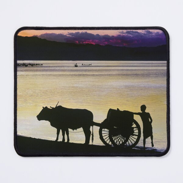 Item preview, 1950s - Man and Bullock Cart Silhouette, Irrawaddy River, Burma designed and sold by thatwaslife.