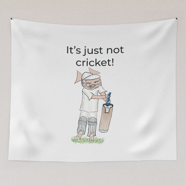 Item preview, It's just not cricket! Left handed pig cricket player, batter, white. Cricket designed and sold by PiggingJapan.