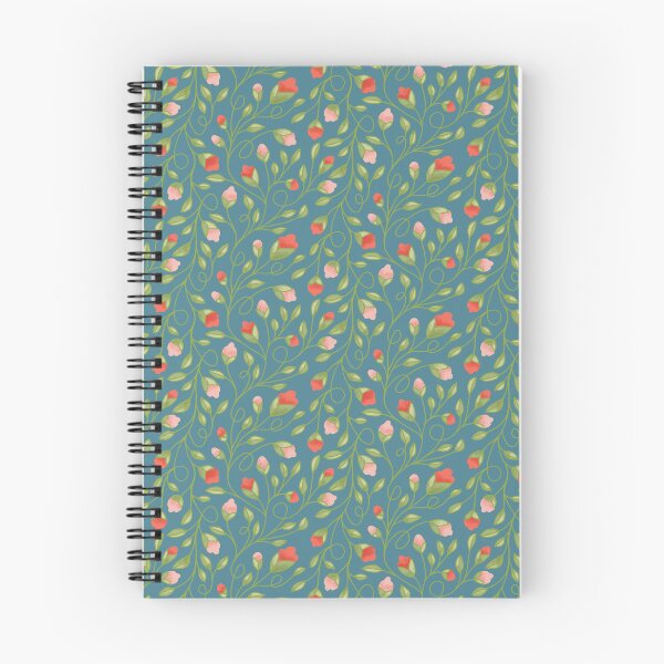 Item preview, Folk floral tracery pink, coral, aqua and green designed and sold by MBCollections.