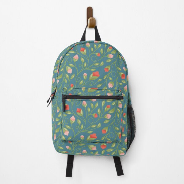 Item preview, Folk floral tracery pink, coral, aqua and green designed and sold by MBCollections.