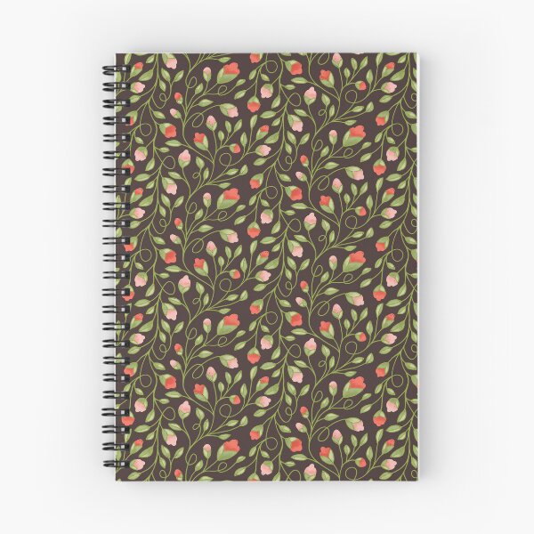 Item preview, Folk floral tracery pink, coral, brown and green designed and sold by MBCollections.