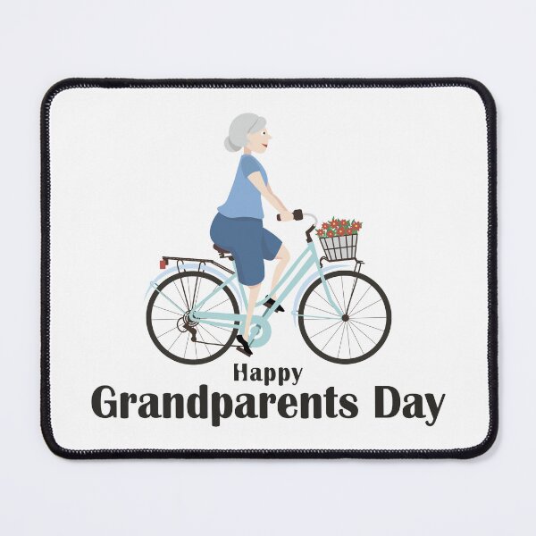 Item preview, A grandma rides a bicycle with a basket of flowers designed and sold by Art-of-Rory.
