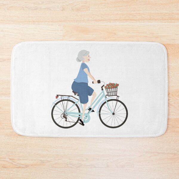 Item preview, A grandma rides a bicycle with a basket of flowers designed and sold by Art-of-Rory.