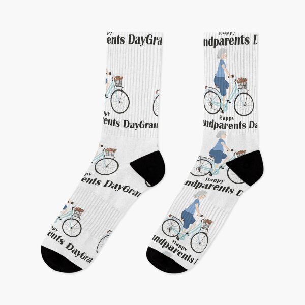 Item preview, A grandma rides a bicycle with a basket of flowers designed and sold by Art-of-Rory.