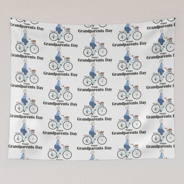 Item preview, A grandma rides a bicycle with a basket of flowers designed and sold by Art-of-Rory.